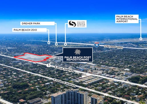 Map showing palm beach post repositioning