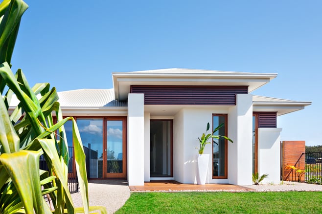 Front exterior of beautiful modern home in Florida